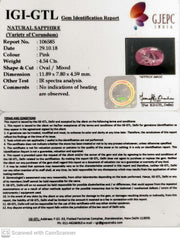 4.54/CT Natural Pink Sapphire with Govt Lab Certificate-(89910)